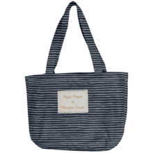 Foldable tote bag striped silver dark blue