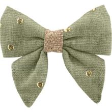 Mini bow tie clip almond green with golden dots gauze