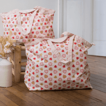 Tote bag with a zip petits coeurs
