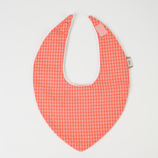 bandana bib neon orange gingham