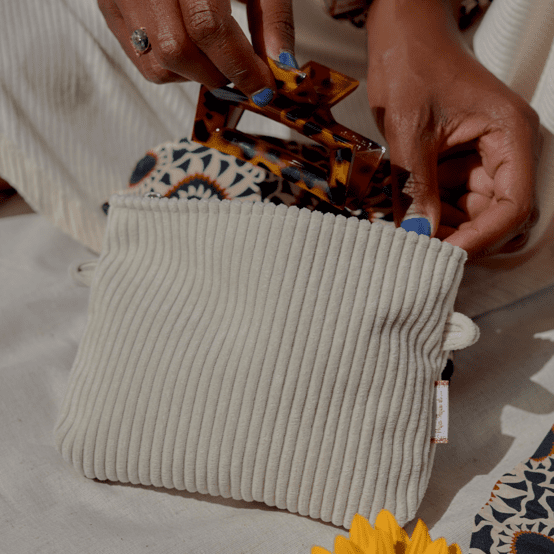 Tiny coton clutch bag white large corduroy