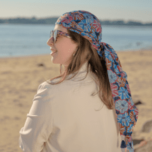 Pom pom scarf anémones rayées