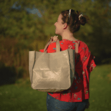 Shopping bag golden linen