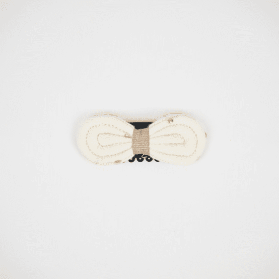 Noeud Anti-Glisse hair slide gaze pois or écru