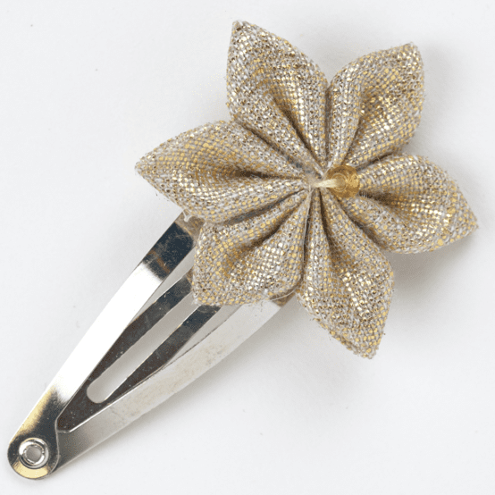 Star flower hairclip  glitter linen