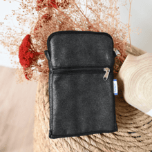 Quilted phone pocket suédine pailletée argent