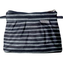 Mini Pleated clutch bag striped silver dark blue