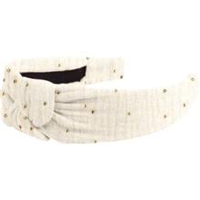 Large Crossed Headband gaze pois or écru