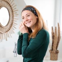 Stretch jersey headband  flower shadows