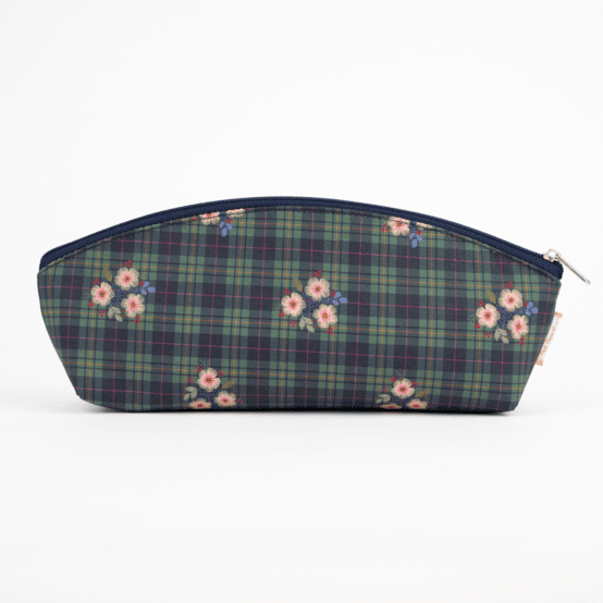Pencil case tartan fleuri