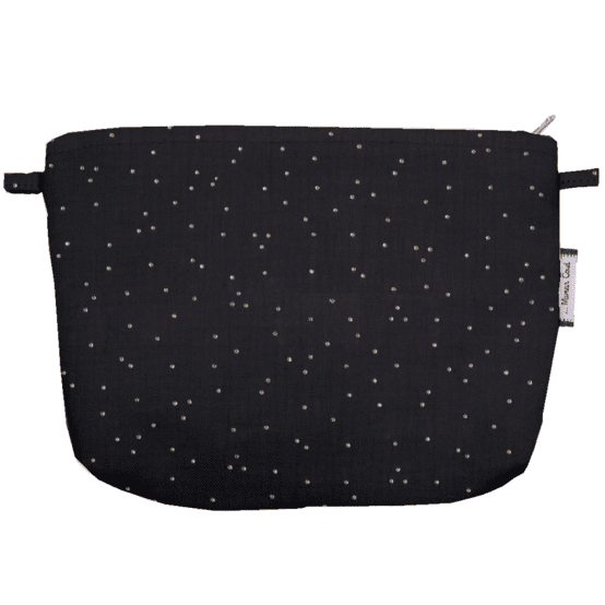 Coton clutch bag gaze pois or noir