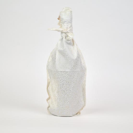 Fuboshiki - Fabric gift pouch for bottles white sequined