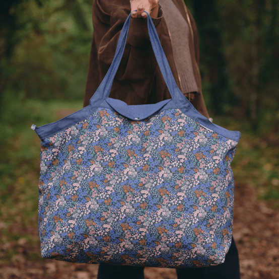 Tote bag with a zip monet lilas