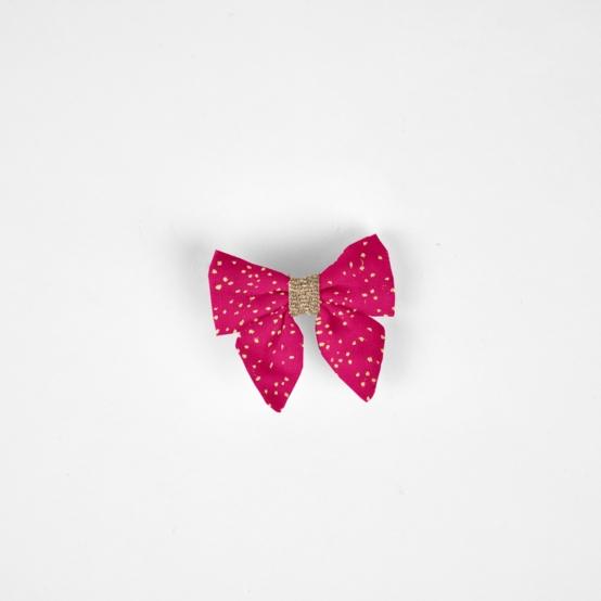 Mini bow tie clip fuchsia pailleté