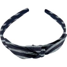 bow headband striped silver dark blue