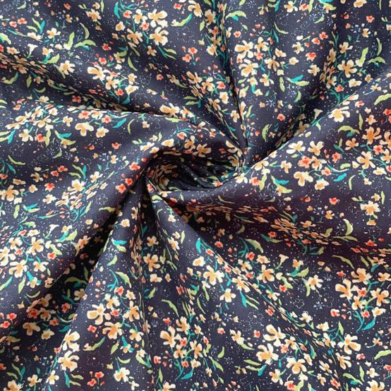Cotton fabric ex2483 mini navy multicolor bouquet