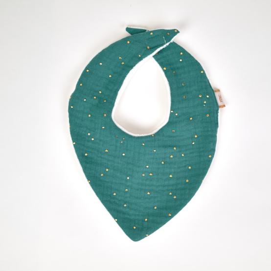 bandana bib gaze pois or eucalyptus