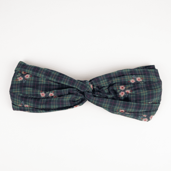 crossed headband tartan fleuri