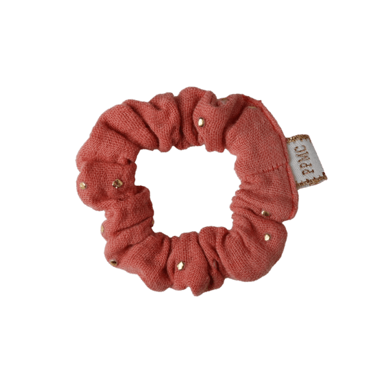 Mini Scrunchie gaze pois or rose blush