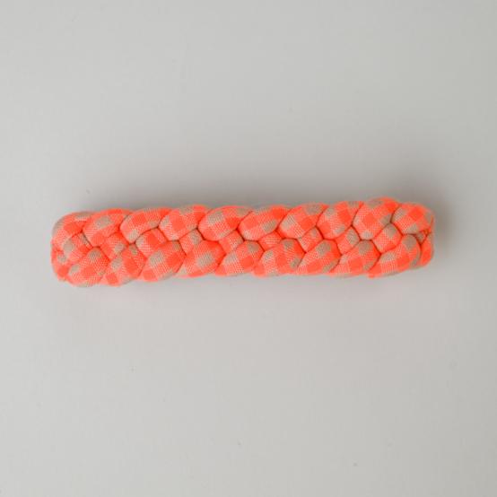 Plait hair slide neon orange gingham