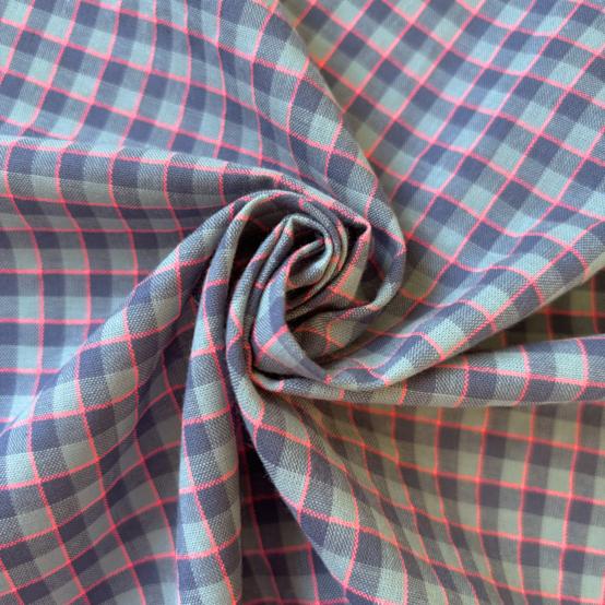Cotton fabric ex2620 neon pink almond checks