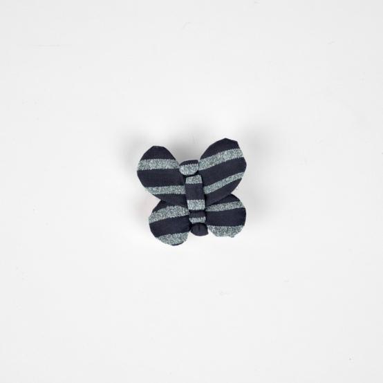 Butterfly hair clip striped silver dark blue