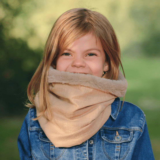 Children fur scarf snood gaze pailletée camel