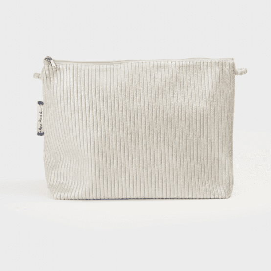 Cosmetic bag with flap silver large corduroy