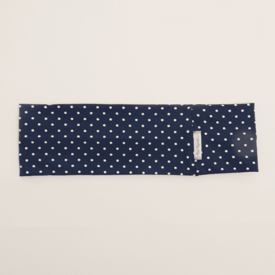 Stretch jersey headband  pois blanc marine