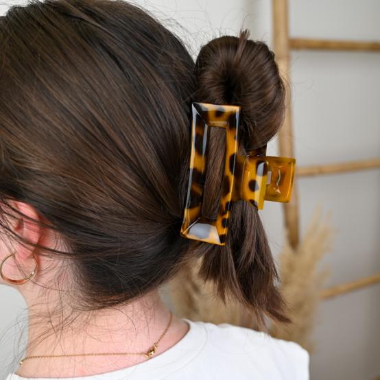Large Rectangular Hair Clip leopard