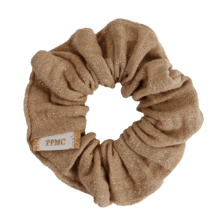 Small scrunchie gaze pailletée camel