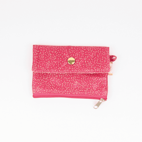 Mini coin purse pouch fuchsia pailleté