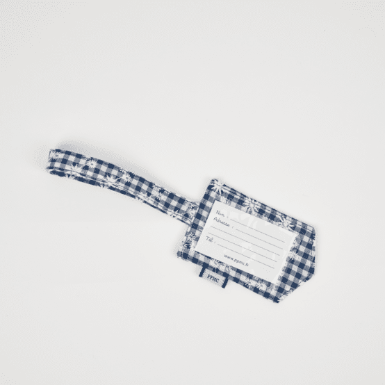 Luggage Tag navy embroidered gingham