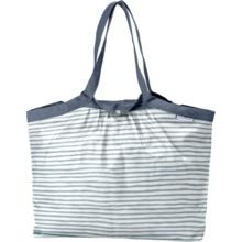 Pleated tote bag - Medium size striped blue gray glitter