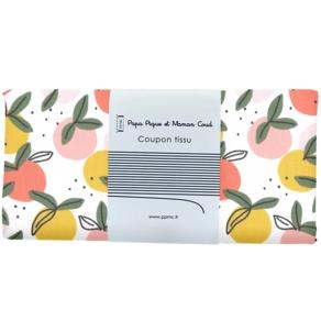 Coupon tissu 50 cm ex2519 white peach round of fruits
