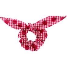 Bunny ear Scrunchie ladybird gingham