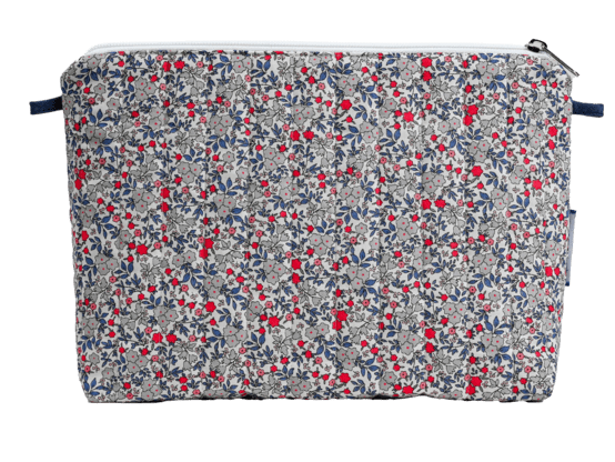 Cosmetic bag with flap serenade rouge gris