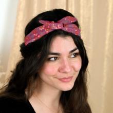 Wire headband retro badiane framboise