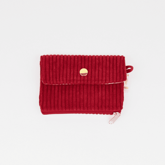 Mini coin purse pouch burgundy large corduroy
