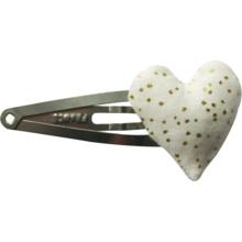 Heart hair-clips white sequined