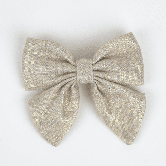 Bow tie hair slide  glitter linen