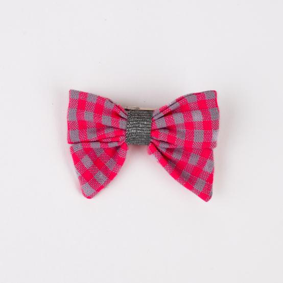 Mini bow tie clip neon pink gingham