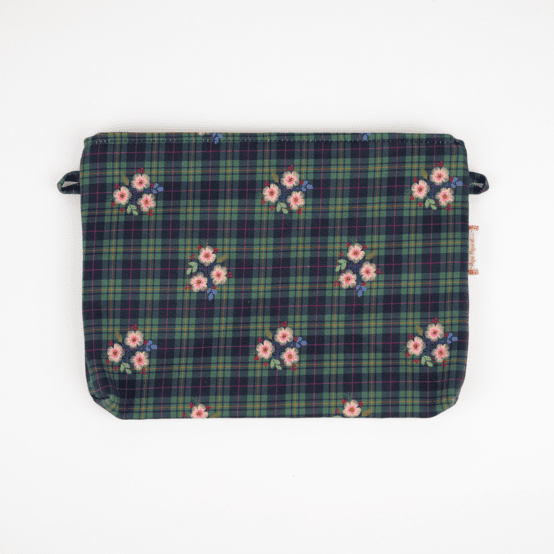 Coton clutch bag tartan fleuri