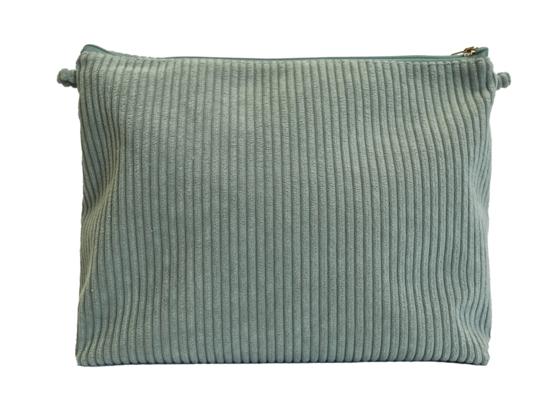 Cosmetic bag with flap lichen corduroy
