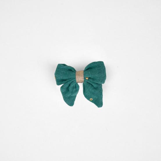Mini bow tie clip gaze pois or eucalyptus