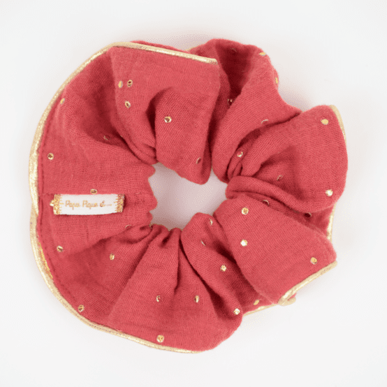 Large Piping Scrunchie marsala gold double gauze