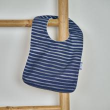 Bib - Baby size striped silver dark blue