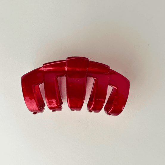 Large Rounded Hair Clip glossy red