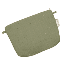 Tiny coton clutch bag almond green with golden dots gauze