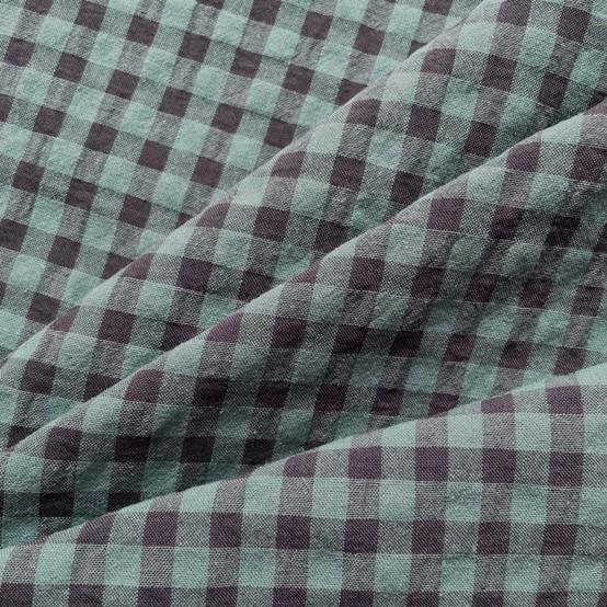 Cotton fabric ex2462 gray blue gingham seersucker